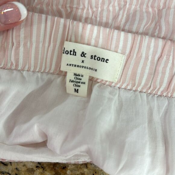 Anthropologie Cloth & Stone Pink-White Striped Mini Wrap Skirt Size M - Picture 5 of 10
